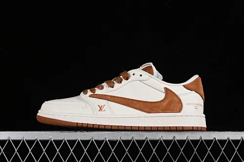 All categories Air Jordan Jordan series basketball shoes Air Jordan 1 Low High-end customized low-top sneakers Special offer Travis Scott x Fragment Design x Jordan Air Jordan 1 Low AJ1 Joe 1 LV joint beige chestnut sand brown low-top cultural casual sneakers LX1988-900